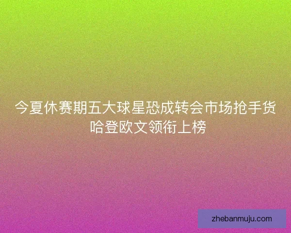今夏休赛期五大球星恐成转会市场抢手货 哈登欧文领衔上榜